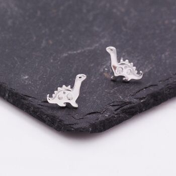 Cute Dinosaur Stud Earrings In Sterling Silver, 6 of 11