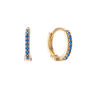 Evie Blue Gold Original Colourful Huggie Earrings, thumbnail 1 of 2