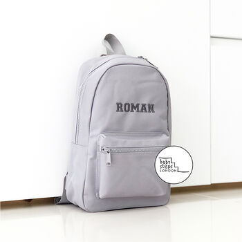 Grey Personalised Name/Initials Unisex Mini Backpack, 3 of 9