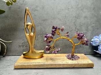 Yoga Pose Figurine With Amethyst Tree Of Life Statue Ornament Gift Sukhasana, 8 of 8