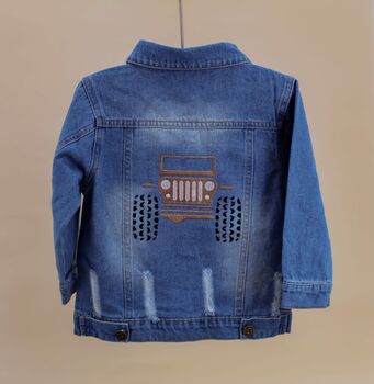 Personalised Embroidered Children's Monster Truck Denim Jacket, 5 of 7