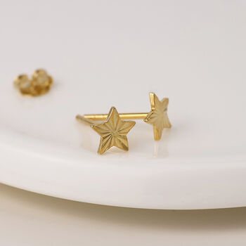 Gold Plated Sterling Silver Sunburst Star Stud Earrings – 7mm, 3 of 6