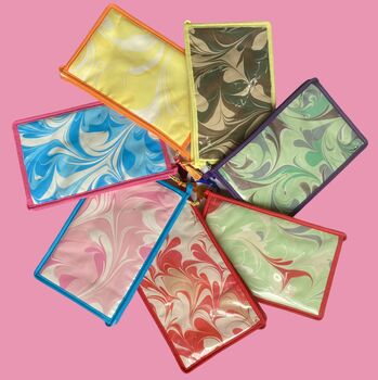 Aqua Blue Marbled Small Wash Bag, 4 of 4