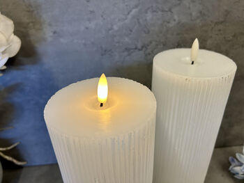 23cm White Ribbed LED Pillar Candle – Real Wax, 12 of 12