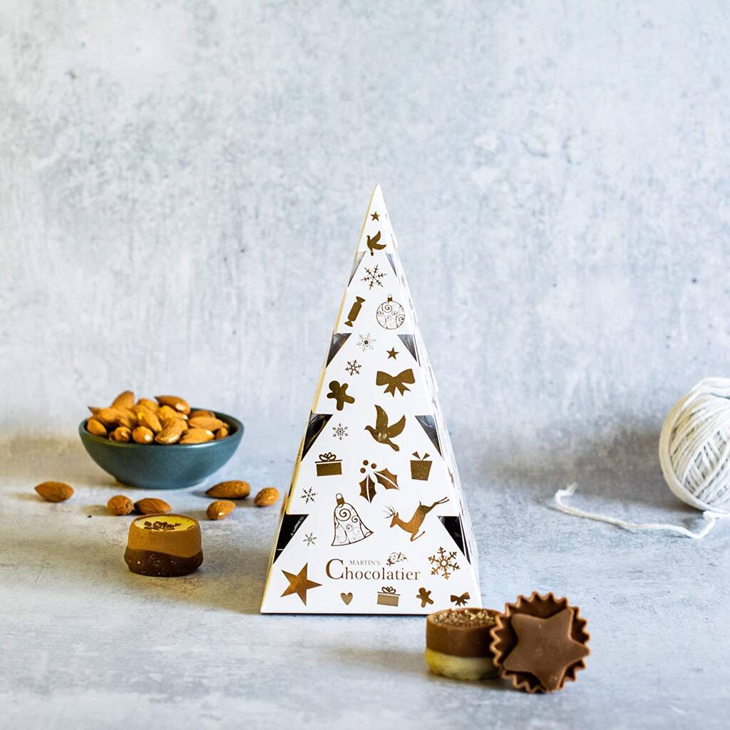 Christmas Tree Chocolate And Praline Gift Set By Martin's Chocolatier