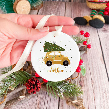 Cute Personalised Christmas And New Year Ceramic Ornament, 4 of 5
