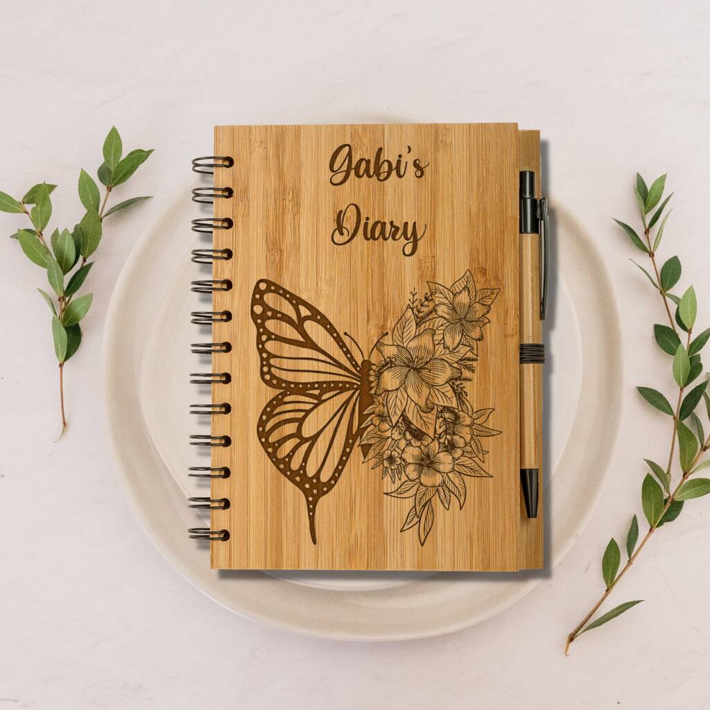 Personalised Bamboo Floral Butterfly Notebook Eco Paper, 1 of 6