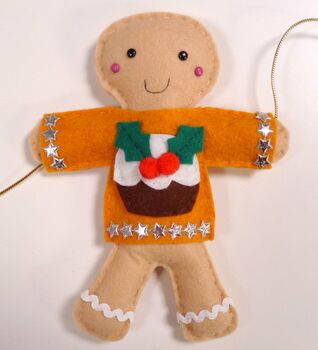 Sewing Kit Gingerbread Men In Jumpers Christmas Garland, 8 of 10