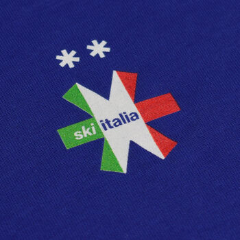 Ski Italia Blue Organic Snowsport T Shirt, 2 of 7