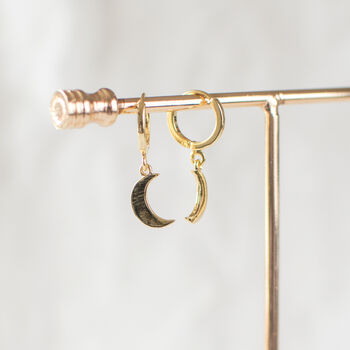 Gold Plated Crescent Huggie Earrings, 5 of 10