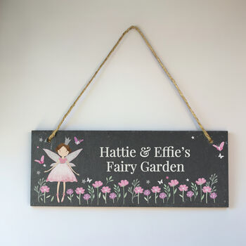 Personalised Fairy Princess Garden Hanging Slate Sign, 4 of 6