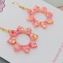 Pink Sparkly Sun Glitter Resin Earrings, thumbnail 2 of 4