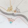 Lotus Flower Pendant Necklace With Birthstone, thumbnail 9 of 11