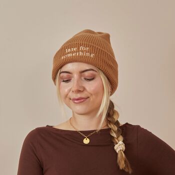 Personalised Customisable Slogan Biscuit Beanie Hat, 4 of 4