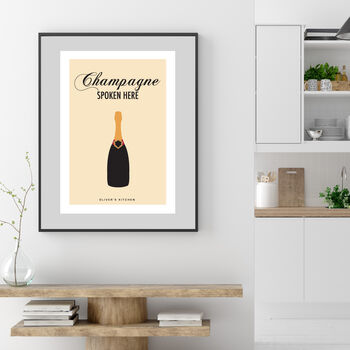 Personalised 'Champagne Spoken Here' Print, 5 of 6