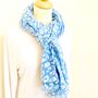 Pale Blue And White Animal Print Cotton Scarf, thumbnail 2 of 5