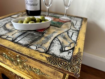 Hand Painted Indonesian Elephant Side Table Hand Carved, 5 of 12