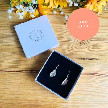 Leaf Drop Earrings In Sterling Silver, 2 of 6