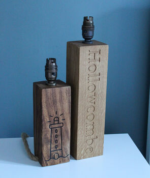 Personalised Wooden Engraved Lamp Stand, 5 of 12