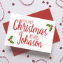 Personalised Wife's First Christmas Holly Card, thumbnail 1 of 3