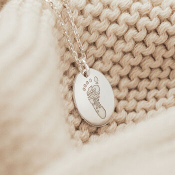 Personalised Handprint And Footprint Oval Necklace, 2 of 9