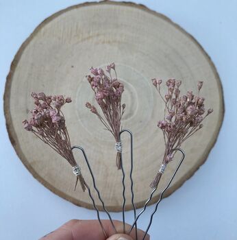 Pink Dried Flower Hair Pins, 2 of 4