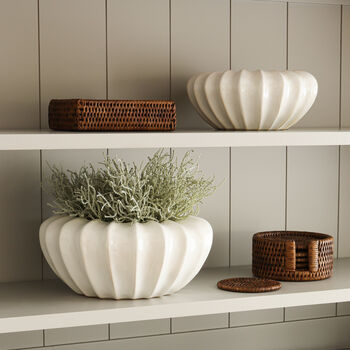 Ribbed White Decorative Bowl, 4 of 5
