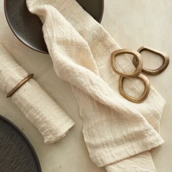 Moss Brass Napkin Rings Set Of Four, 3 of 5