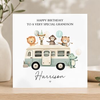 Safari Animals Birthday Card, 1st 2nd Birthday Card For Son, Daughter, Any Relationship, 3 of 3