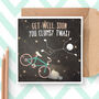 Clumsy Twat Funny Get Well Soon Bicycle Greeting Card, thumbnail 1 of 5