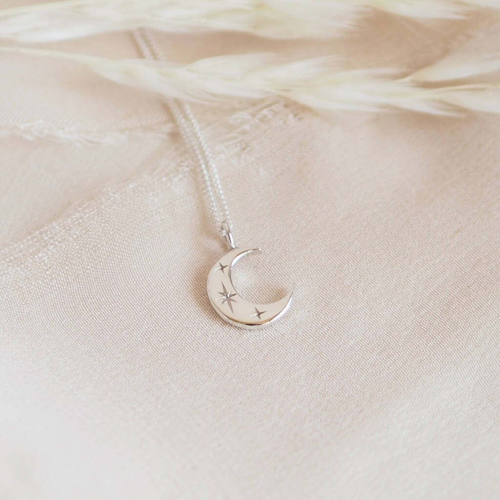 solid gold crescent moon necklace