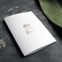 'Mr And Mrs' Hand Rose Gold Foil Wedding Card, thumbnail 1 of 4