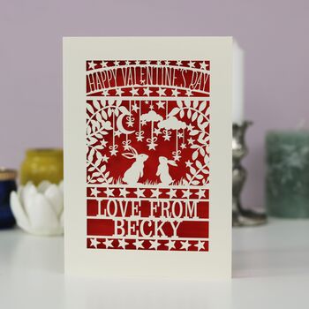 Personalised Papercut Bunny Valentine's Card, 4 of 5