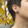 Emerald Green Glass And Sterling Silver Stud Earrings, thumbnail 3 of 12