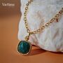 Square Malachite Gemstone Pendant Necklace, thumbnail 5 of 9