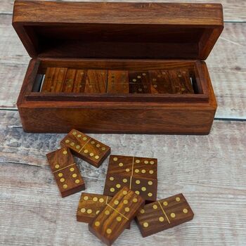 Wooden Carved Dominos Game Set, 4 of 6