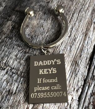Silver Rectangle Personalised Two Ball Keyring, 6 of 6