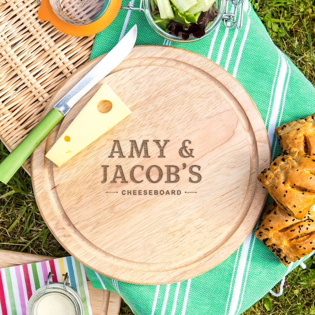 Personalised Couple's Round Cheese Board, 1 of 5
