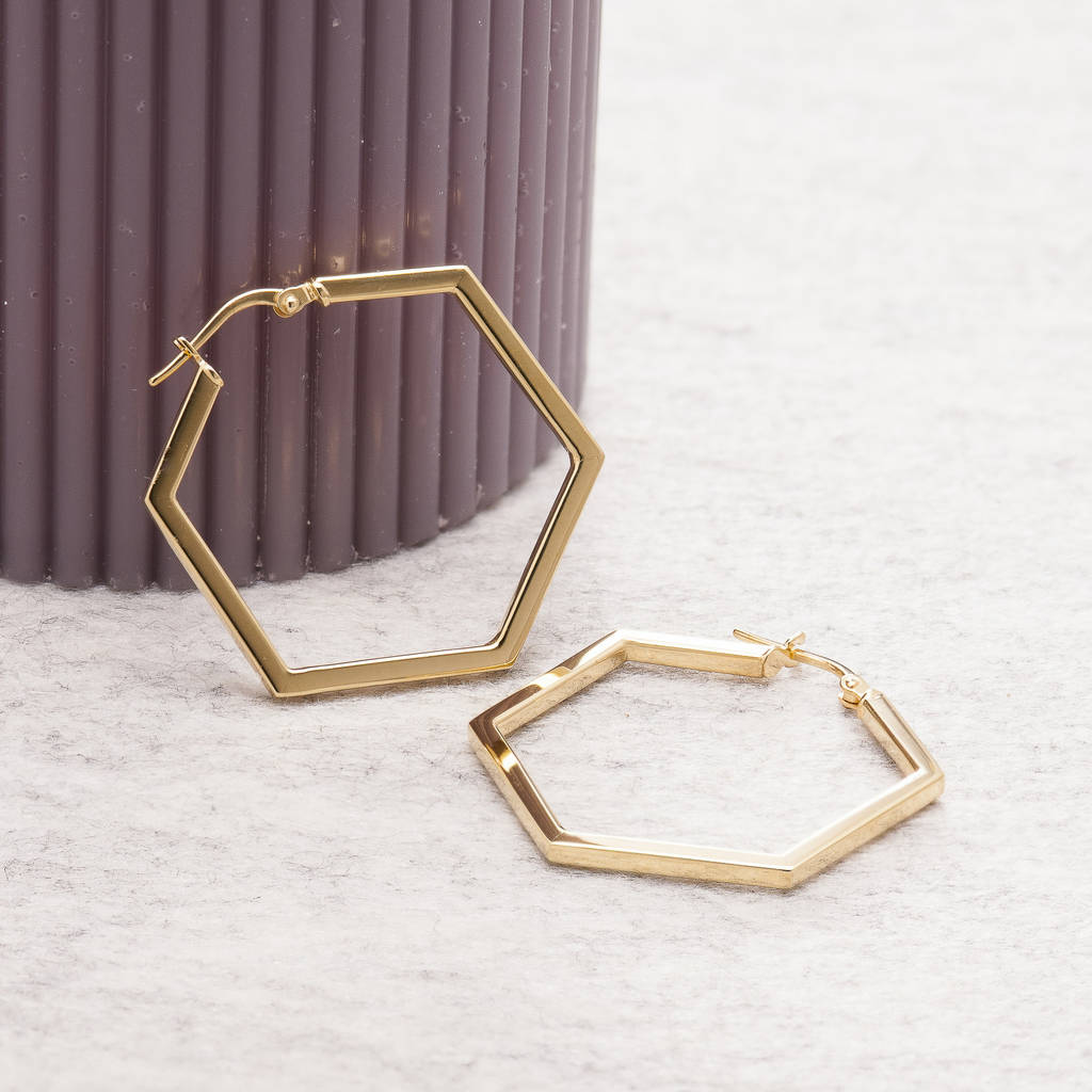 Large Hexagon Hoop Earrings By Loel & Co.