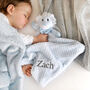 Personalised Blue Lion Baby Comforter, thumbnail 2 of 6