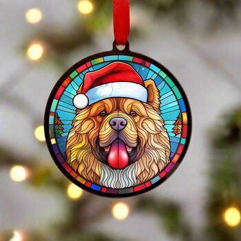 Chow Chow In Santa Hat Suncatcher Decoration, 6 of 6