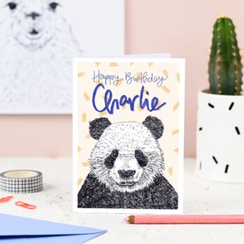 Personalised Panda Birthday Card, 2 of 8