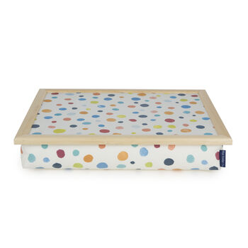 Cushioned Lap Tray In Multi Spots With Wooden Frame, 6 of 7