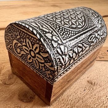 Small Trinket Boxes Set Of Two Silver Boho Box, 3 of 8