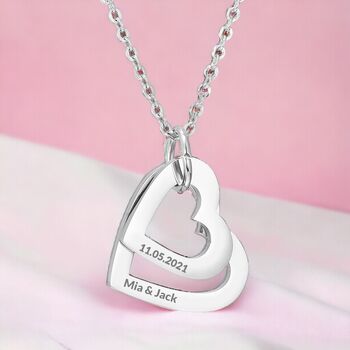 Personalised Multi Hearts Shaped Engraved Necklace, 8 of 9
