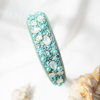 Mixed Shell Gem Texture Headband In Turquoise, 2 of 3