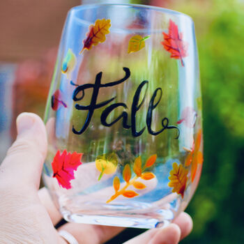 Hand Painted Autumn Fall Stemless Glass, 2 of 2