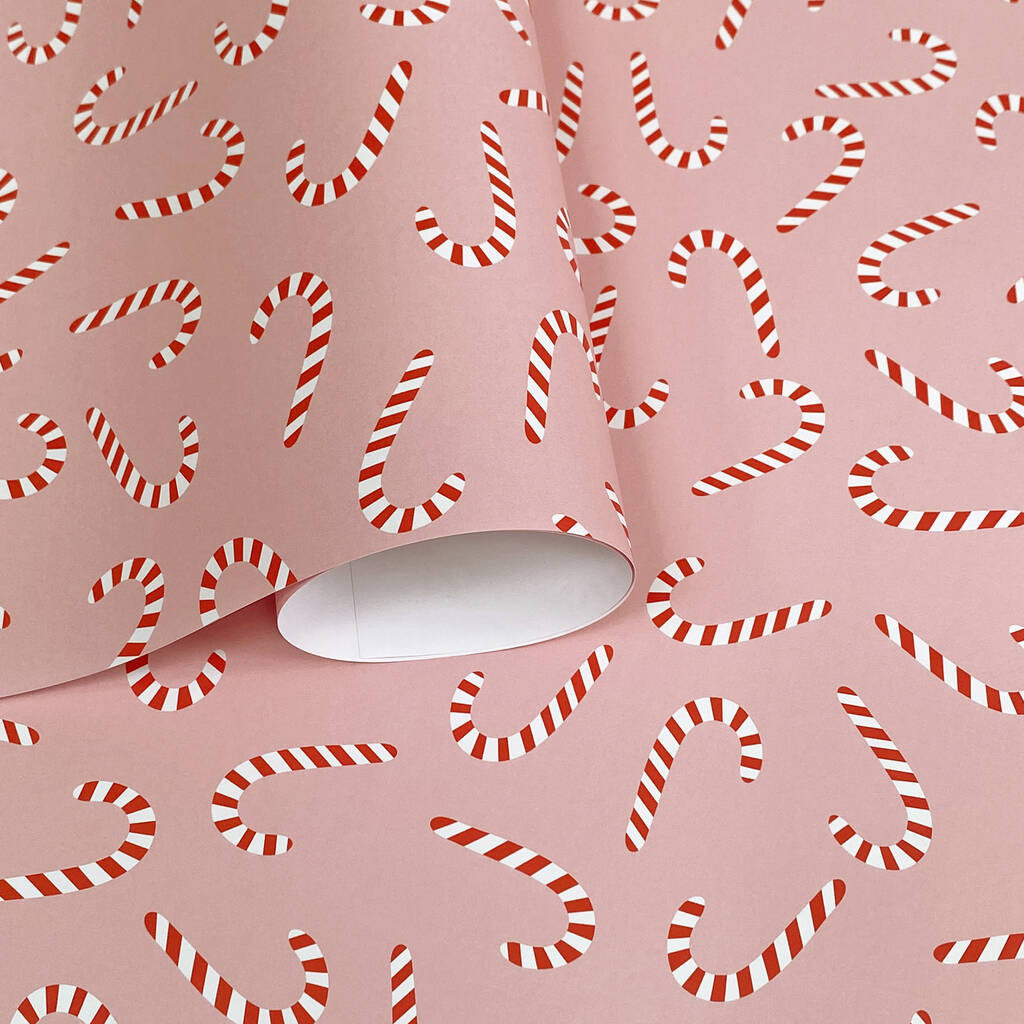 Christmas Wrapping Paper Candy Cane Design By Lizzie Chancellor