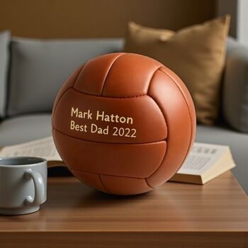 Personalised Vintage Tan Leather Football, 4 of 12