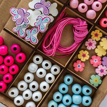 Personalised Butterfly And Flower Wooden Bead Making Kit, 6 of 9
